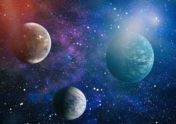 Uzaydaki gezegenler, yıldızlar ve galaksiler uzay keşiflerinin güzelliğini gösteriyor. NASA tarafından döşenmiş elementler