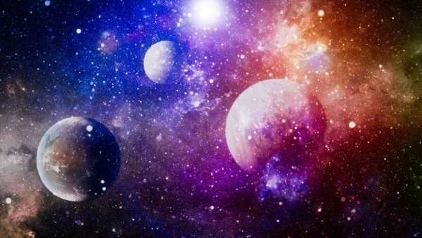 Fütürist soyut alan arkaplanı. Yıldızlı ve nebulalı gece gökyüzü. Bu görüntünün elementleri NASA tarafından desteklenmektedir