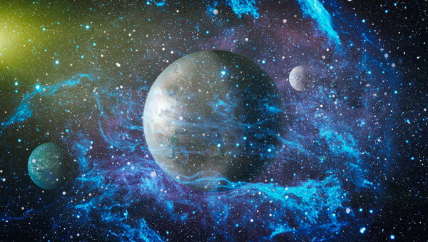 Planets, stars and galaxies in outer space showing the beauty of space exploration. Elements furnished by NASA