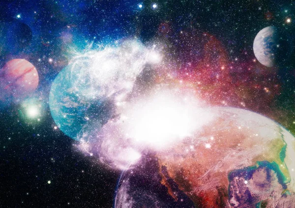 爆炸超新星 明亮的星状星云 遥远的星系抽象图像 美国宇航局提供的这张图片的元素 — 图库照片