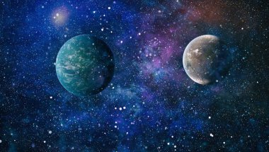 Uzaydaki gezegenler, yıldızlar ve galaksiler uzay keşiflerinin güzelliğini gösteriyor. NASA tarafından döşenmiş elementler