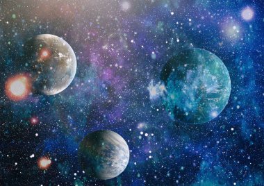 Uzaydaki gezegenler, yıldızlar ve galaksiler uzay keşiflerinin güzelliğini gösteriyor. NASA tarafından döşenmiş elementler