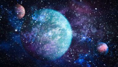 Uzaydaki gezegenler, yıldızlar ve galaksiler uzay keşiflerinin güzelliğini gösteriyor. NASA tarafından döşenmiş elementler