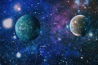 Uzaydaki gezegenler, yıldızlar ve galaksiler uzay keşiflerinin güzelliğini gösteriyor. NASA tarafından döşenmiş elementler