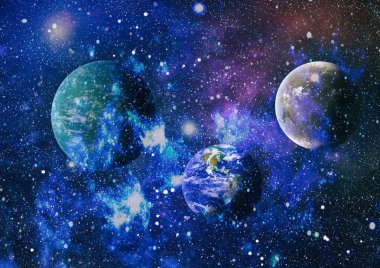 Uzaydaki gezegenler, yıldızlar ve galaksiler uzay keşiflerinin güzelliğini gösteriyor. NASA tarafından döşenmiş elementler