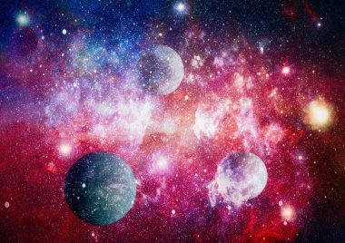 Fütürist soyut alan arkaplanı. Yıldızlı ve nebulalı gece gökyüzü. Bu görüntünün elementleri NASA tarafından desteklenmektedir