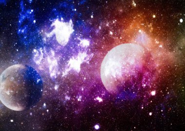 Derin uzay sanatı. Galaksiler, bulutsular ve evrendeki yıldızlar. Bu görüntünün elementleri NASA tarafından desteklenmektedir