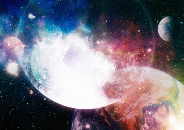 Parlak arkaplanda kozmik sis bulutları. Bu görüntünün elementleri NASA tarafından desteklenmektedir