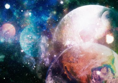 Parlak arkaplanda kozmik sis bulutları. Bu görüntünün elementleri NASA tarafından desteklenmektedir