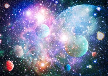Bulutsusu ve evrendeki yıldızların açık yıldız kümesi. Güzel bulutsu, yıldızlar ve galaksiler. Nasa tarafından döşenmiş bu görüntü unsurları.