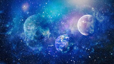 Uzaydaki gezegenler, yıldızlar ve galaksiler uzay keşiflerinin güzelliğini gösteriyor. NASA tarafından döşenmiş elementler