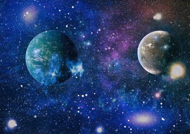 Uzaydaki gezegenler, yıldızlar ve galaksiler uzay keşiflerinin güzelliğini gösteriyor. NASA tarafından döşenmiş elementler