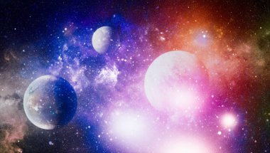 Uzayda ateşli bir patlama. Evrenin soyut çizimi. Bu görüntünün elementleri NASA tarafından desteklenmektedir