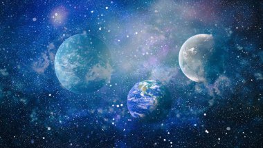 Uzaydaki gezegenler, yıldızlar ve galaksiler uzay keşiflerinin güzelliğini gösteriyor. NASA tarafından döşenmiş elementler