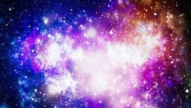 Uzayda ateşli bir patlama. Evrenin soyut çizimi. Bu görüntünün elementleri NASA tarafından desteklenmektedir