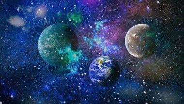 Bulutsusu ve evrendeki yıldızların açık yıldız kümesi. Güzel bulutsu, yıldızlar ve galaksiler. Nasa tarafından döşenmiş bu görüntü unsurları.