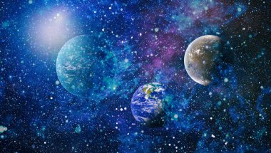 Bulutsusu ve evrendeki yıldızların açık yıldız kümesi. Güzel bulutsu, yıldızlar ve galaksiler. Nasa tarafından döşenmiş bu görüntü unsurları.