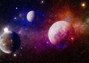 Fütürist soyut alan arkaplanı. Yıldızlı ve nebulalı gece gökyüzü. Bu görüntünün elementleri NASA tarafından desteklenmektedir