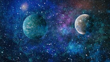 Uzaydaki gezegenler, yıldızlar ve galaksiler uzay keşiflerinin güzelliğini gösteriyor. NASA tarafından döşenmiş elementler