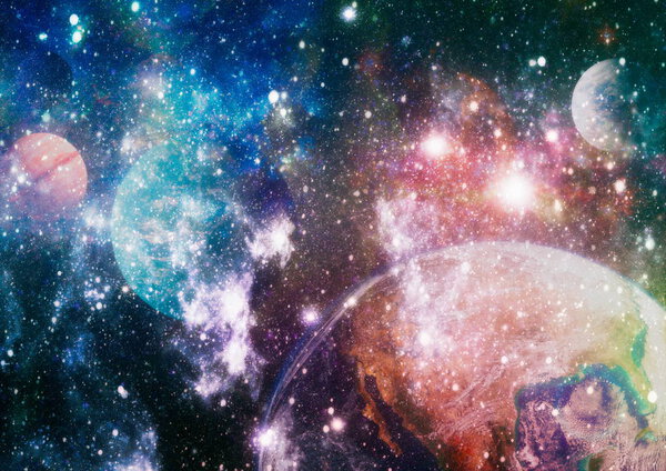 Explosion supernova. Bright Star Nebula. Distant galaxy. Abstract image. Elements of this image furnished by NASA.