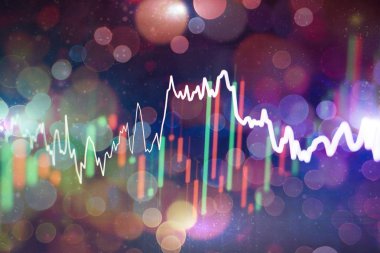 Finansal piyasa durumu dijital arka plan üzerinde gösterilen farklı renkteki parlak grafikler Forex.