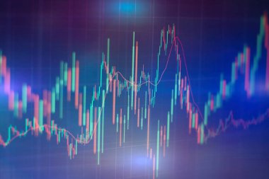 Finansal piyasa durumu dijital arka plan üzerinde gösterilen farklı renkteki parlak grafikler Forex.