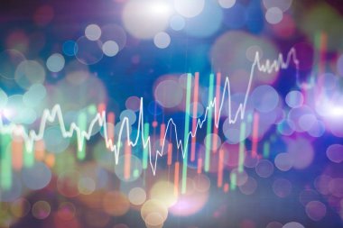 Finansal piyasa durumu dijital arka plan üzerinde gösterilen farklı renkteki parlak grafikler Forex.