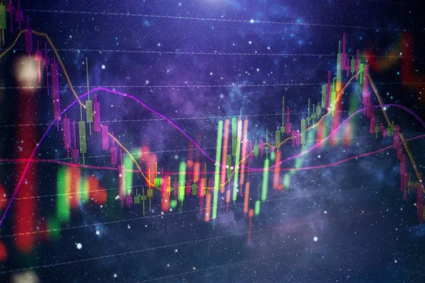 Gráfico Mercado Ações Tela Led Conceito Finanças Investimento Foco Seletivo — Fotografia de Stock