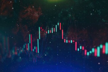 Borsa grafiği öndeki ekranda. Finans ve yatırım konsepti. Seçici odak.