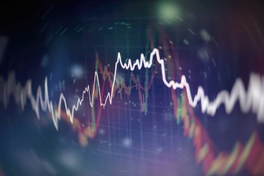 İş başarısı ve büyüme kavramı. Dijital ekran üzerindeki pazar grafiği. Eski pazar, altın pazarı ve ham petrol pazarı