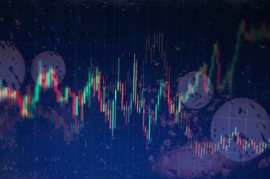 İş başarısı ve büyüme kavramı. Dijital ekran üzerindeki pazar grafiği. Eski pazar, altın pazarı ve ham petrol pazarı