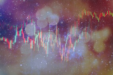 İş başarısı ve büyüme kavramı. Dijital ekran üzerindeki pazar grafiği. Eski pazar, altın pazarı ve ham petrol pazarı