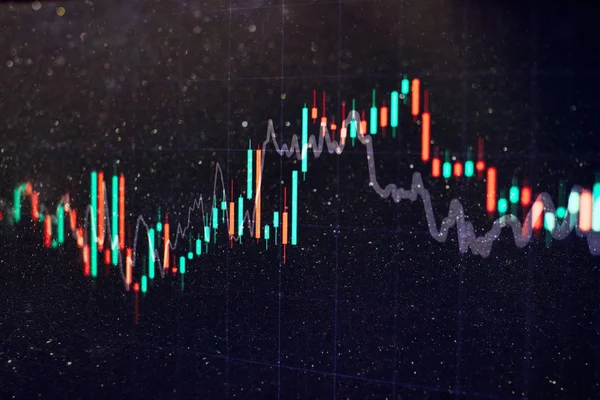 リード画面上の株式市場のグラフ 金融と投資の概念 選択的焦点 — ストック写真