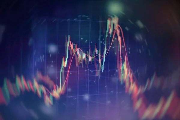 Diagram Candlestick Keuangan Dengan Grafik Baris Dan Nomor Stok Pada — Stok Foto