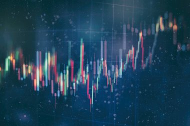 Pazar Analizi 'nin de dahil olduğu bir monitördeki veriler. Grafikler, diyagramlar, finansal rakamlar. Forex çizelgesi.