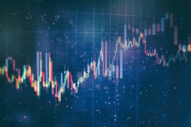 Pazar Analizi 'nin de dahil olduğu bir monitördeki veriler. Grafikler, diyagramlar, finansal rakamlar. Forex çizelgesi.