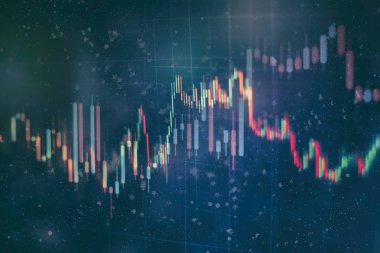 Pazar Analizi 'nin de dahil olduğu bir monitördeki veriler. Grafikler, diyagramlar, finansal rakamlar. Forex çizelgesi.