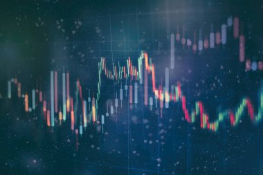 Pazar Analizi 'nin de dahil olduğu bir monitördeki veriler. Grafikler, diyagramlar, finansal rakamlar. Forex çizelgesi.