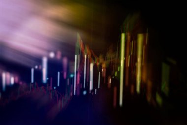 İş başarısı ve büyüme kavramı. Dijital ekran üzerindeki pazar grafiği. Eski pazar, altın pazarı ve ham petrol pazarı .