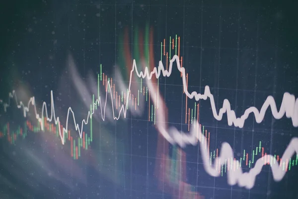 Teknisk Priskurva Och Indikator Röd Och Grön Ljusstake Diagram Blå — Stockfoto