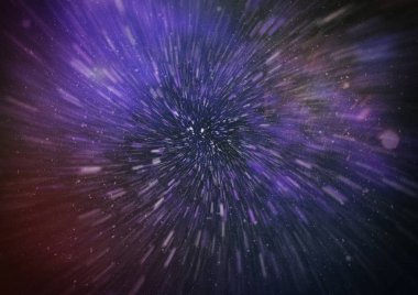 Mavi yıldız yolundaki warp veya hiperuzay hareketinin soyut özelliği.