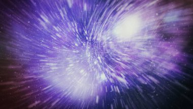 Mavi yıldız yolundaki warp veya hiperuzay hareketinin soyut özelliği.