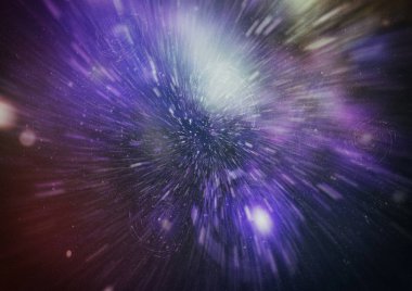 Mavi yıldız yolundaki warp veya hiperuzay hareketinin soyut özelliği.