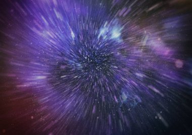 Mavi yıldız yolundaki warp veya hiperuzay hareketinin soyut özelliği.