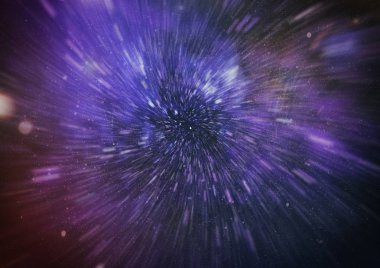 Mavi yıldız yolundaki warp veya hiperuzay hareketinin soyut özelliği.