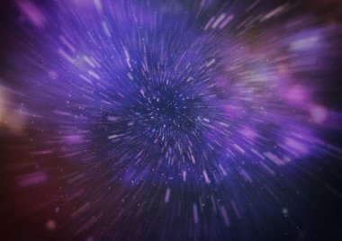 Mavi yıldız yolundaki warp veya hiperuzay hareketinin soyut özelliği.