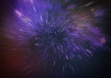 Mavi yıldız yolundaki warp veya hiperuzay hareketinin soyut özelliği.