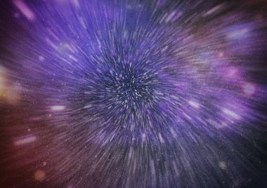 Mavi yıldız yolundaki warp veya hiperuzay hareketinin soyut özelliği.