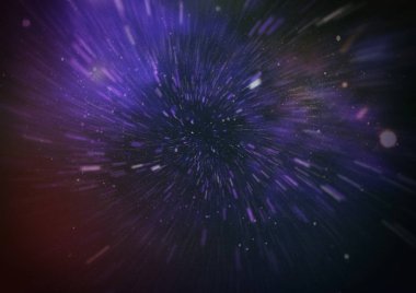 Mavi yıldız yolundaki warp veya hiperuzay hareketinin soyut özelliği.