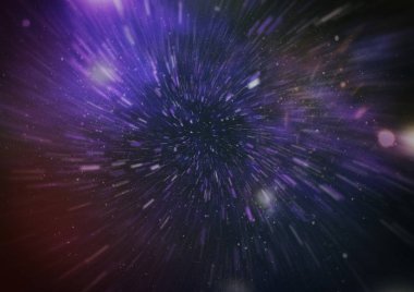 Mavi yıldız yolundaki warp veya hiperuzay hareketinin soyut özelliği.